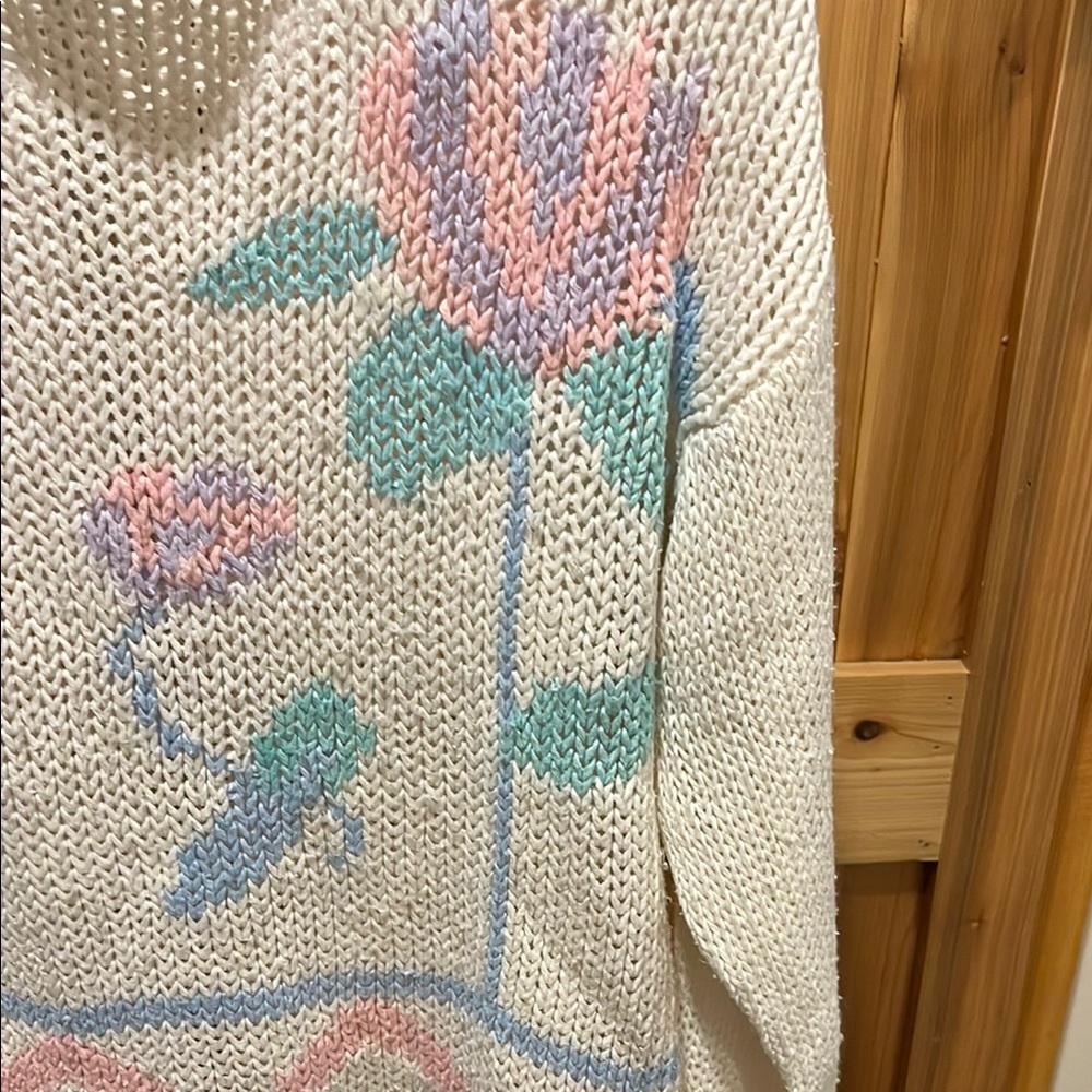 Jason Maxwell Cream Floral Knit Sweater - Picture 4 of 9
